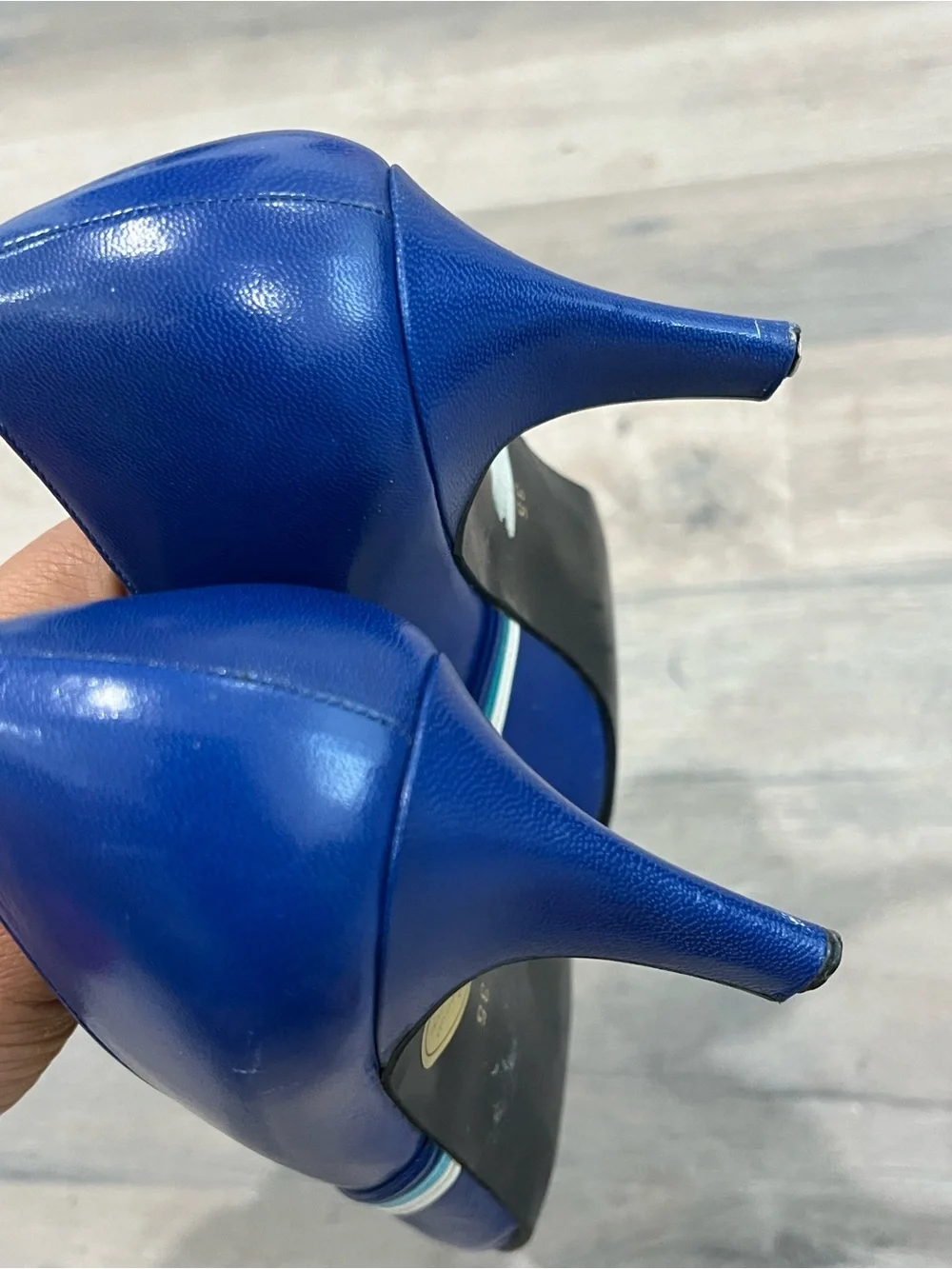 Yves Saint Laurent Cobalt Blue Pointed Leather Pumps with Braided Trim